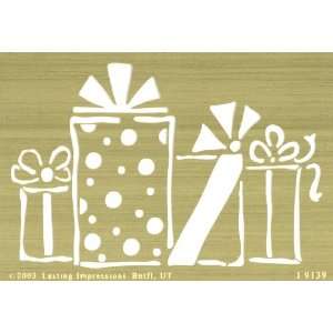  Brass 4x6 Embossing Template: Presents In A Row: Home 
