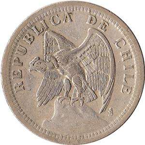 1933 Chile 1 Peso Coin Condor on Rock KM#176.1  