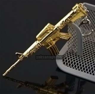 Miniature Military Gun Weapon Model Golden M4A1 Assault Rifle Key 