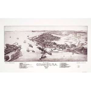  CEDAR KEY FLORIDA (FL) PANORAMIC MAP BY J.J. STONER 1884 