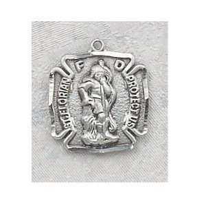  St. Florian Medal with 18 Rhodium Chain in Gift Box, Patron Saint 