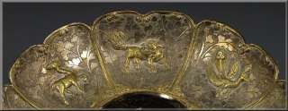Chinese Export Silver Vessel w/ Repousse Animals  