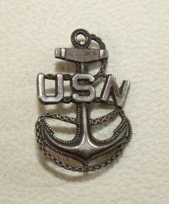 WWII USN Sterling Silver Anchor Naval Pin Navy Military  