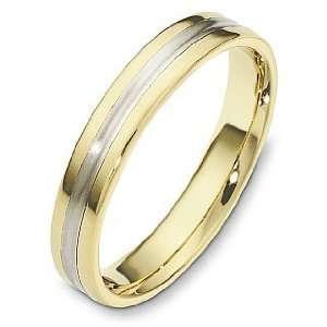    4mm Plain 14 Karat Two Tone Gold Wedding Band Ring   7.75 Jewelry