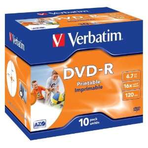  Verbatim DVD R 4.7Gb 16x Pack 10 Printable No 43521 