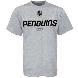 Reebok Pittsburgh Penguins Grey Power Play T shirt Sports 