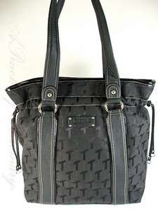 Tignanello Signature Drawstring Multi N/S Tote Bag Purse Black  