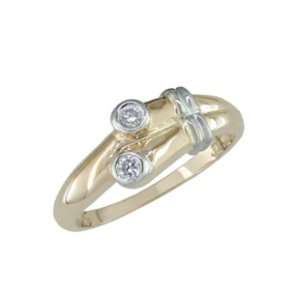   Emilea   size 10.50 14K Gold Two Tone Besel Set Diamond Ring: Jewelry