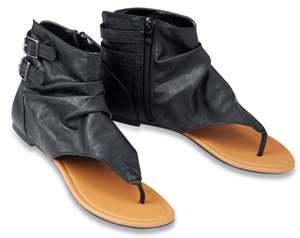 Women Leather Slouch Roman Gladiator Open Flat Sandal  