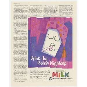  1961 American Dairy Association Protein Nightcap Print Ad 