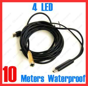 10 Meters USB Cable Wire Camera Snake Borescope Cam 4LED  
