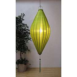 Silk and Bamboo 6 foot Green Oval Hanging Chinese Lantern (Vietnam 
