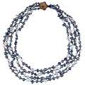Blue, Grey and Peacock Freshwater Pearl Multi strand Necklace (4 9 mm 