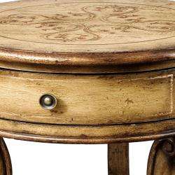 Hand painted Sand Round Accent Table  