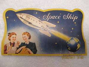 Vintage Sewing Needles Case With Space Ship 3/4 Full  