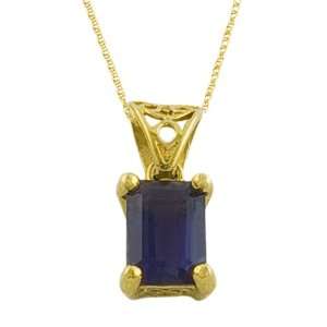   Ct. Emerald Cut Iolite 14 Karat Gold Greek Design Pendant Jewelry