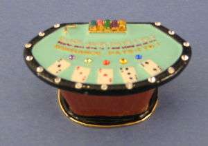 Hinged Jeweled Trinket Box Blackjack 21 Table Cards NIB  