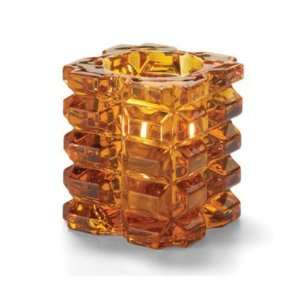  Tealight Lamp, Faceted Cube Style, Amber
