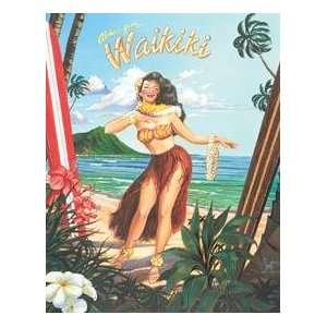  Waikiki Beach Hula Girl tin sign #1199 