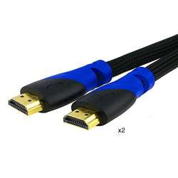 Mesh Blue/ Black HDMI Cable (Pack of 2)  Overstock