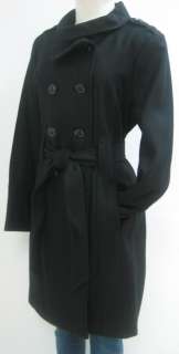 NEW! GUESS BELTED TRENCH WOOL COAT, JACKET, BLACK, LARGE, NWT, MW456 