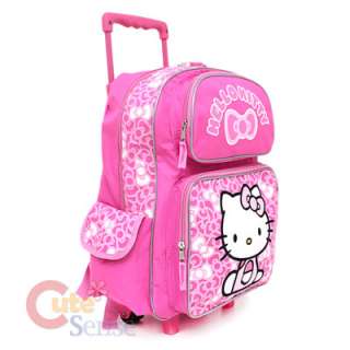 Sanrio Hello Kitty School Roller Backpack Rolling Bag Pink Bows 3