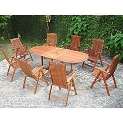 Vista 9 piece Dining Set w/ Folding Chairs  Overstock
