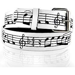 Iced Out Gear Mens Black Music Notes Leather Belt  Overstock