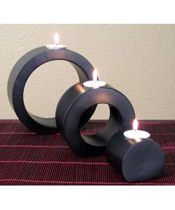 Zen Black Mango Wood Candle Holders (Set of 3)  Overstock