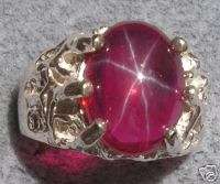 MENS 16X12MM LINDE STAR RUBY CREATED SAPPHIRE S/S RING  