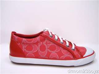 NIB Coach Barrett Signature Poppy Ruby Red Sneakers 6  