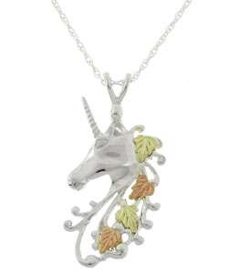 Black Hills Gold on Silver Unicorn Necklace  