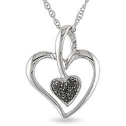 10k White Gold Black Diamond Heart Necklace  