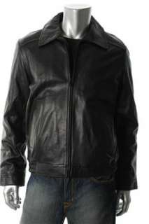 Tommy Hilfiger Mens Jacket Black Leather Coat L  