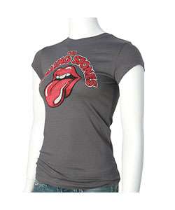 Gray Vintage Rolling Stones Rhinestone Tongue T Shirt  