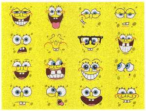 Spongebob Emotions Happy Weird Face 5 Iron On Transfer  