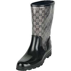 Gucci Womens Prato Black/ Grey Flat Rain Boots  Overstock