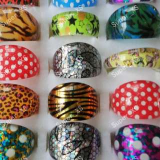 Wholesale jewelry mixed lots 50pcs children Leopard resin rings free 