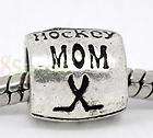 100 Silver Tone Hockey Mom Beads Fit Charm Bracelet 10x10mm
