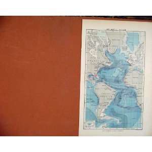  Map Chambers Encyclopaedia C1888 Atlantic Ocean Print 