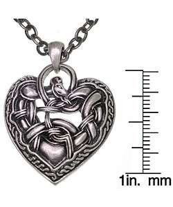 Celtic Dragon Heart Pewter Necklace  