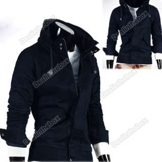   Mens Slim Hooded Style Long Trench Coat 4 Color 4 Size Hot  