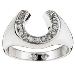 Sterling Essentials Sterling Silver Cubic Zirconia Lucky Horseshoe 