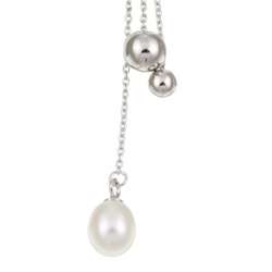 Sterling Silver Freshwater Pearl Drop Necklace (6.5 7 mm)  Overstock 