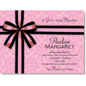  Black Bow On Pink Damask Invitations Health & Personal 