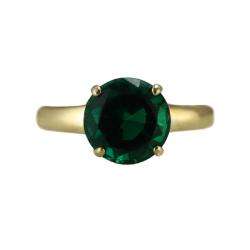 10k Yellow Gold Lab created Emerald Solitaire Ring  Overstock