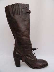 BN BELSTAFF DK Brown KNEE & ANKLE Two Way Wear Leather Boots UK4 EU37 