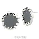 House of Harlow 1960 Nicole Richie silver plated grey button earrings