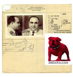 Alphose Al Capone Gangster Criminal Mobster Police File Record copy 