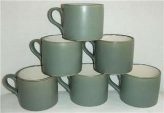 Vintage Pottery Barn Japan Sage Green Bongo Mugs Set  
